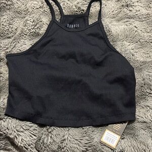 NOBULL Black Ribbed Crop Tank, Med